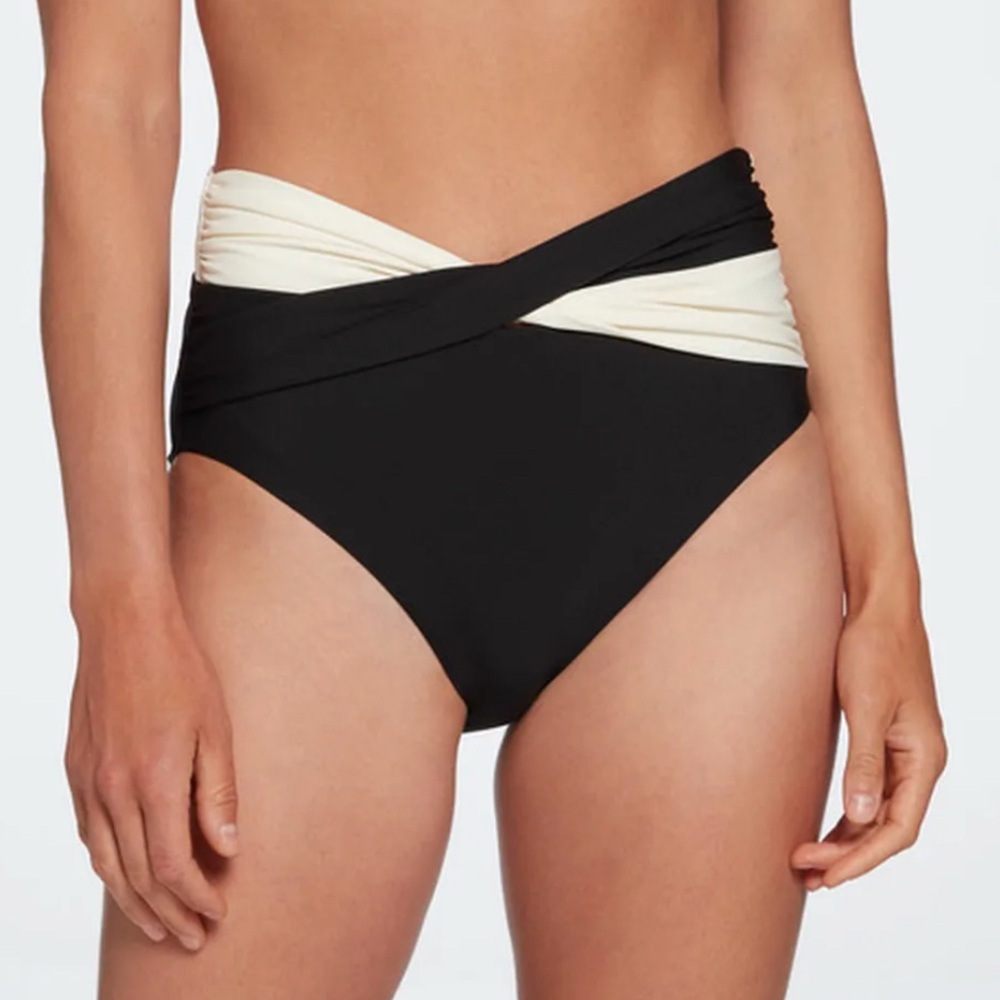 CALIA Women’s High-Waisted Twist Front Bikini Bottom – Size XXS